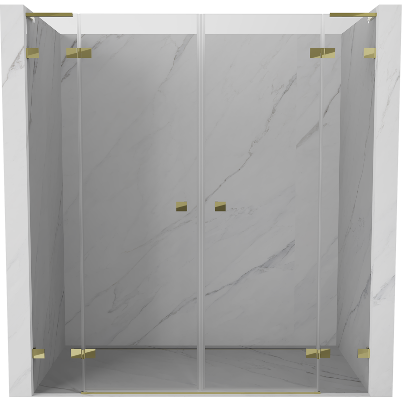 Mexen Lunar L Duo shower door 200 cm, transparent, gold - 834DL-200-000-50-00