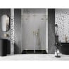 Mexen Lunar L Duo 140 cm Swing Shower Door, Transparent, Brushed Gold - 834DL-140-000-55-00