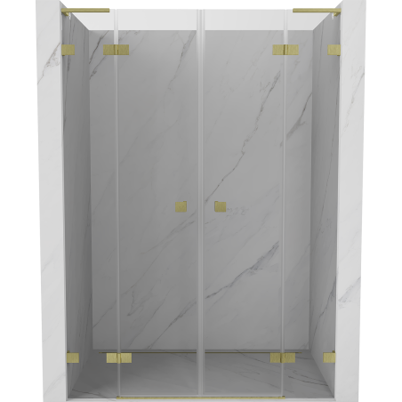 Mexen Lunar L Duo 140 cm Swing Shower Door, Transparent, Brushed Gold - 834DL-140-000-55-00