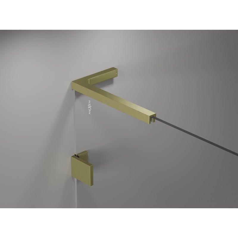 Mexen Lunar L Duo 140 cm Swing Shower Door, Transparent, Brushed Gold - 834DL-140-000-55-00