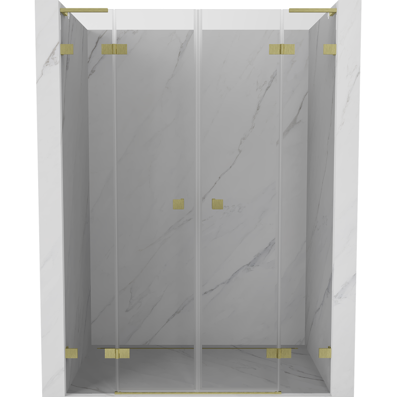 Mexen Lunar L Duo shower doors hinged 150 cm, transparent, brushed gold - 834DL-150-000-55-00