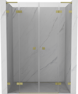 Mexen Lunar L Duo shower doors hinged 150 cm, transparent, brushed gold - 834DL-150-000-55-00