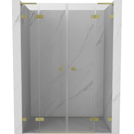 Mexen Lunar L Duo Hinged Shower Doors 160 cm, Transparent, Brushed Gold - 834DL-160-000-55-00
