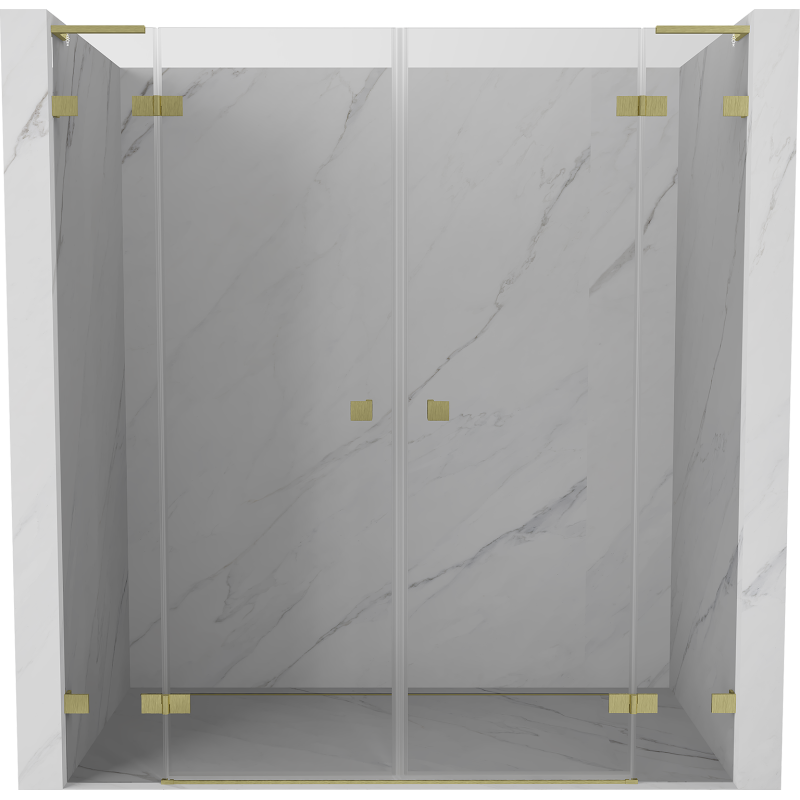 Mexen Lunar L Duo hinged shower doors 170 cm, transparent, brushed gold - 834DL-170-000-55-00