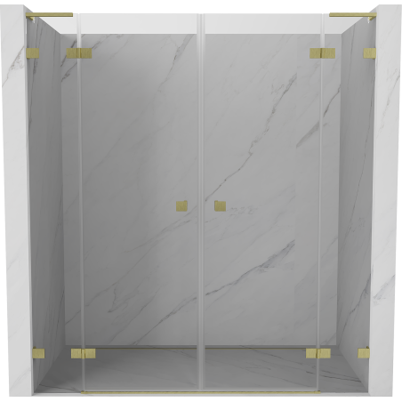 Mexen Lunar L Duo hinged shower doors 170 cm, transparent, brushed gold - 834DL-170-000-55-00