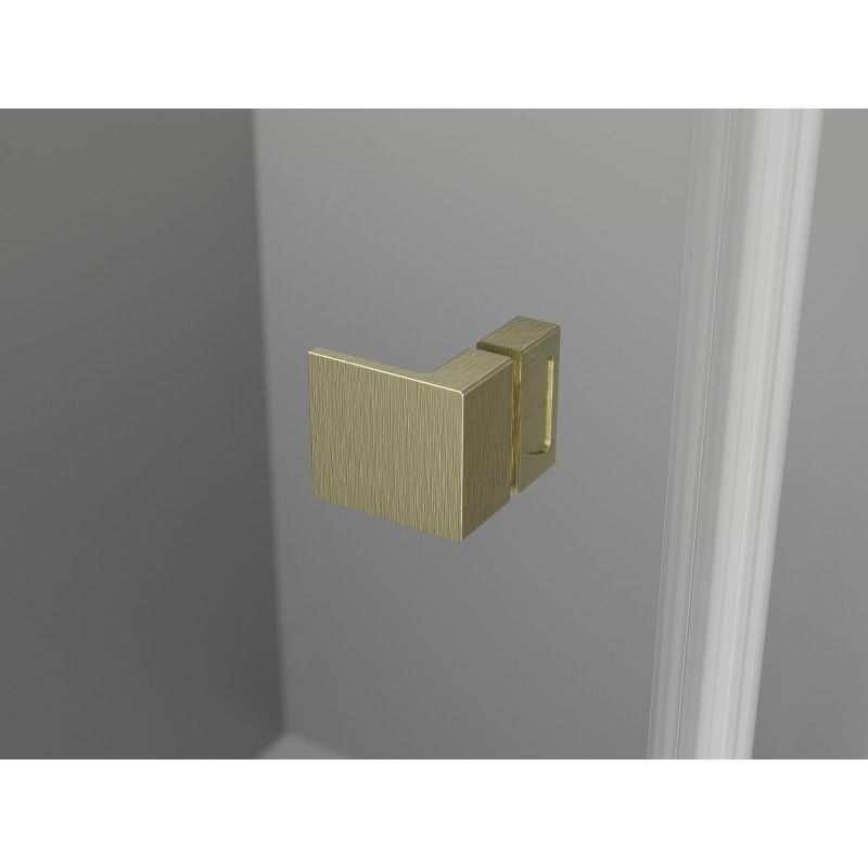 Mexen Lunar L Duo 180 cm Hinged Shower Door, Transparent, Brushed Gold - 834DL-180-000-55-00