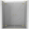 Mexen Lunar L Duo Hinged Shower Doors 190 cm, Transparent, Brushed Gold - 834DL-190-000-55-00