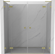 Mexen Lunar L Duo Hinged Shower Doors 190 cm, Transparent, Brushed Gold - 834DL-190-000-55-00