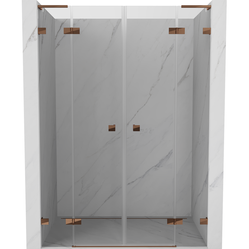 Mexen Lunar L Duo shower door hinged 140 cm, transparent, rose gold - 834DL-140-000-60-00