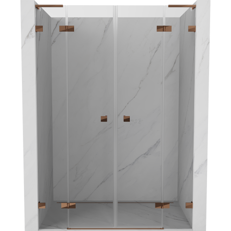 Mexen Lunar L Duo shower door hinged 140 cm, transparent, rose gold - 834DL-140-000-60-00