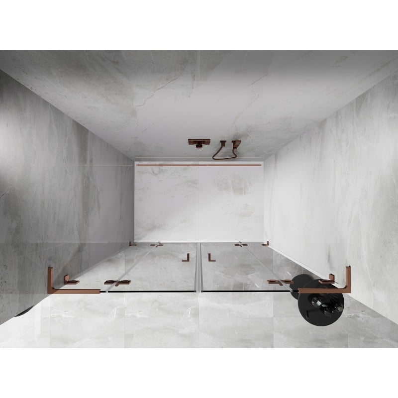Mexen Lunar L Duo swing shower doors 150 cm, transparent, rose gold - 834DL-150-000-60-00