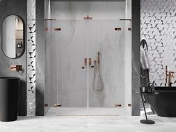 Mexen Lunar L Duo pivot shower doors 180 cm, transparent, rose gold - 834DL-180-000-60-00