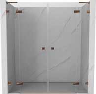 Mexen Lunar L Duo 190 cm Hinged Shower Door, Transparent, Rose Gold - 834DL-190-000-60-00