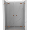 Mexen Lunar L Duo 150 cm Hinged Shower Doors, Transparent, Brushed Copper - 834DL-150-000-65-00