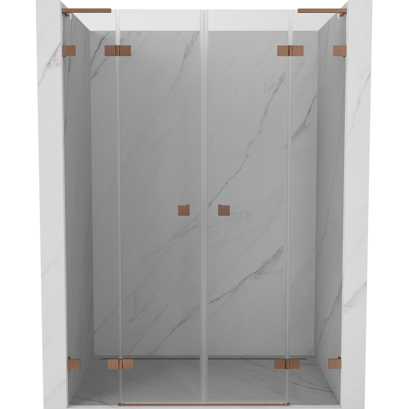 Mexen Lunar L Duo hinged shower door 160 cm, transparent, brushed copper - 834DL-160-000-65-00