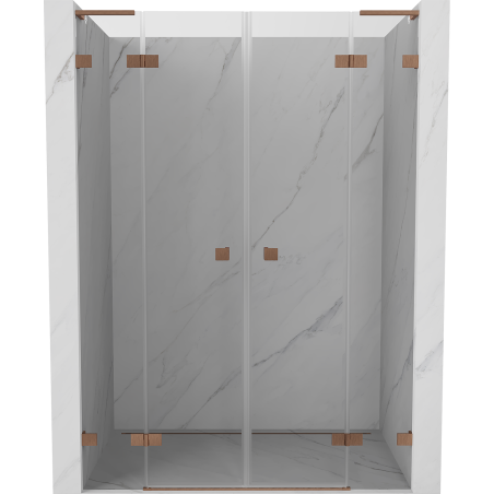 Mexen Lunar L Duo hinged shower door 160 cm, transparent, brushed copper - 834DL-160-000-65-00