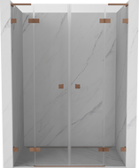Mexen Lunar L Duo hinged shower door 160 cm, transparent, brushed copper - 834DL-160-000-65-00