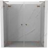 Mexen Lunar L Duo 170 cm Hinged Shower Doors, Transparent, Brushed Copper - 834DL-170-000-65-00