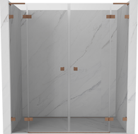 Mexen Lunar L Duo 170 cm Hinged Shower Doors, Transparent, Brushed Copper - 834DL-170-000-65-00
