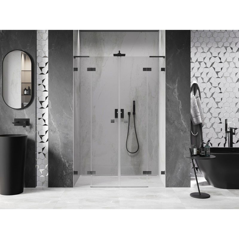 Mexen Lunar L Duo hinged shower door 140 cm, transparent, brushed gun gray - 834DL-140-000-66-00