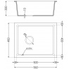 Mexen Pedro 1-compartment granite sink 560 x 460 mm, White, siphon Gold - 6508561000-20-G