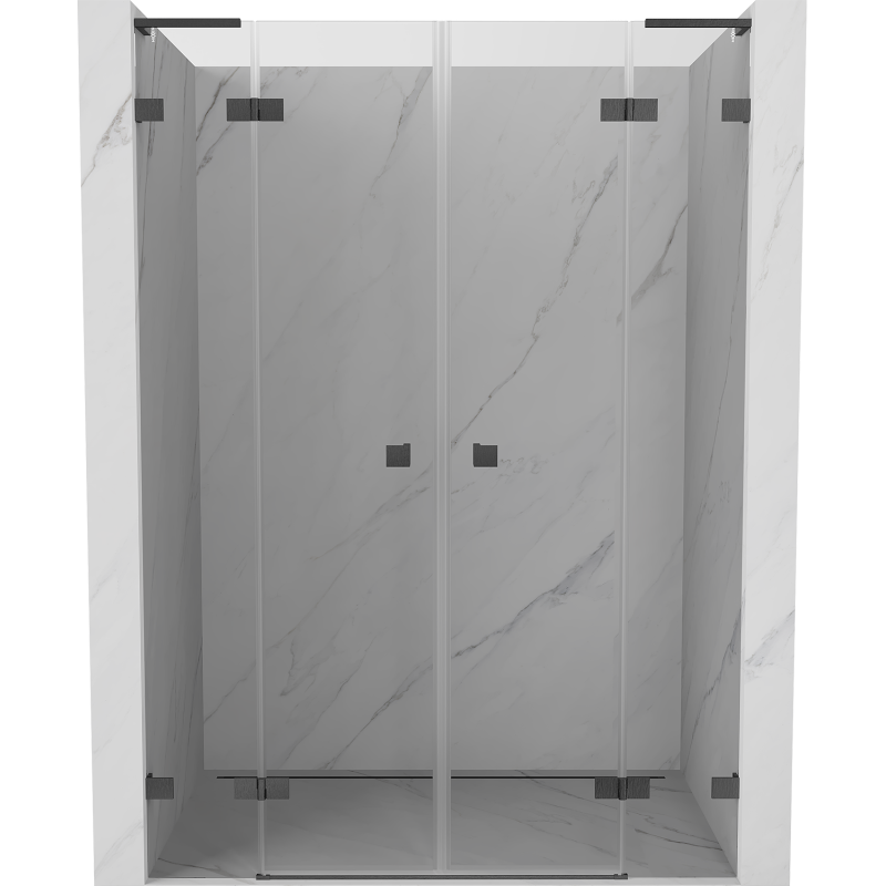 Mexen Lunar L Duo Hinged Shower Door 150 cm, Transparent, Brushed Gun Gray - 834DL-150-000-66-00