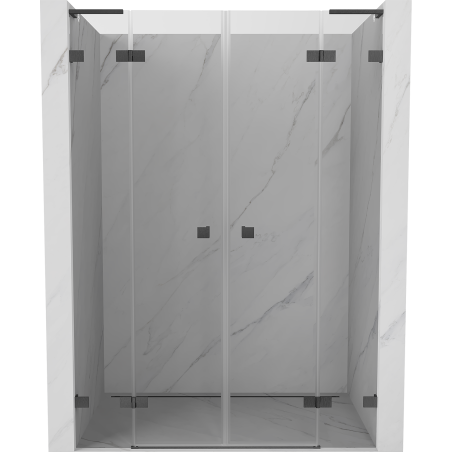 Mexen Lunar L Duo Hinged Shower Door 150 cm, Transparent, Brushed Gun Gray - 834DL-150-000-66-00