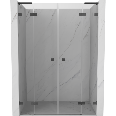Mexen Lunar L Duo 160 cm Hinged Shower Door, Transparent, Brushed Gun Gray - 834DL-160-000-66-00
