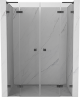 Mexen Lunar L Duo 160 cm Hinged Shower Door, Transparent, Brushed Gun Gray - 834DL-160-000-66-00