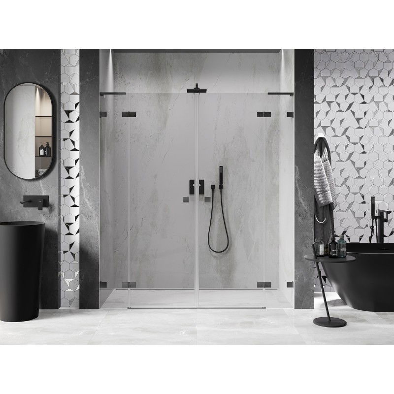 Mexen Lunar L Duo Shower Door Hinged 180 cm, Transparent, Brushed Gun Gray - 834DL-180-000-66-00