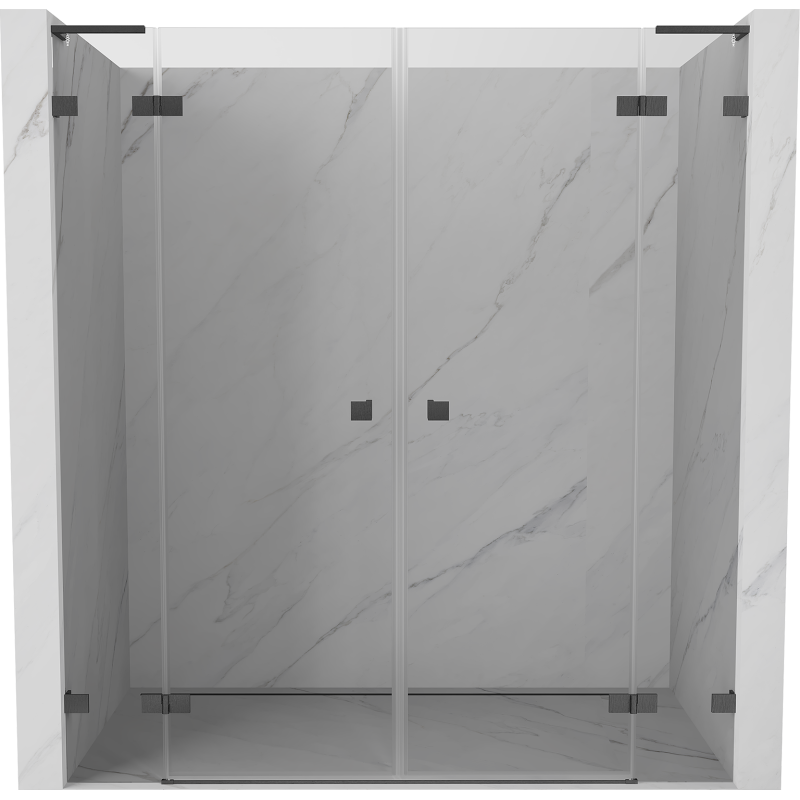 Mexen Lunar L Duo Hinged Shower Doors 190 cm, Transparent, Brushed Gun Gray - 834DL-190-000-66-00
