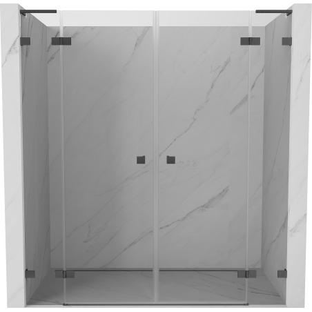 Mexen Lunar L Duo Hinged Shower Doors 190 cm, Transparent, Brushed Gun Gray - 834DL-190-000-66-00