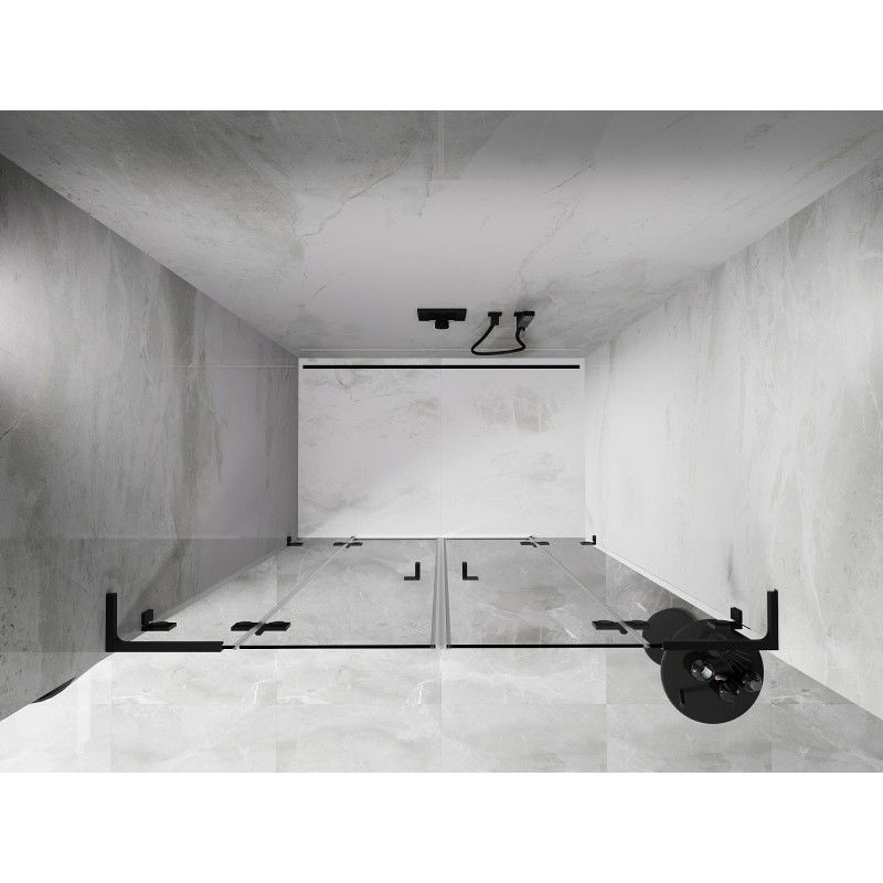 Mexen Lunar L Duo 140 cm Swing Shower Doors, Transparent, Black - 834DL-140-000-70-00