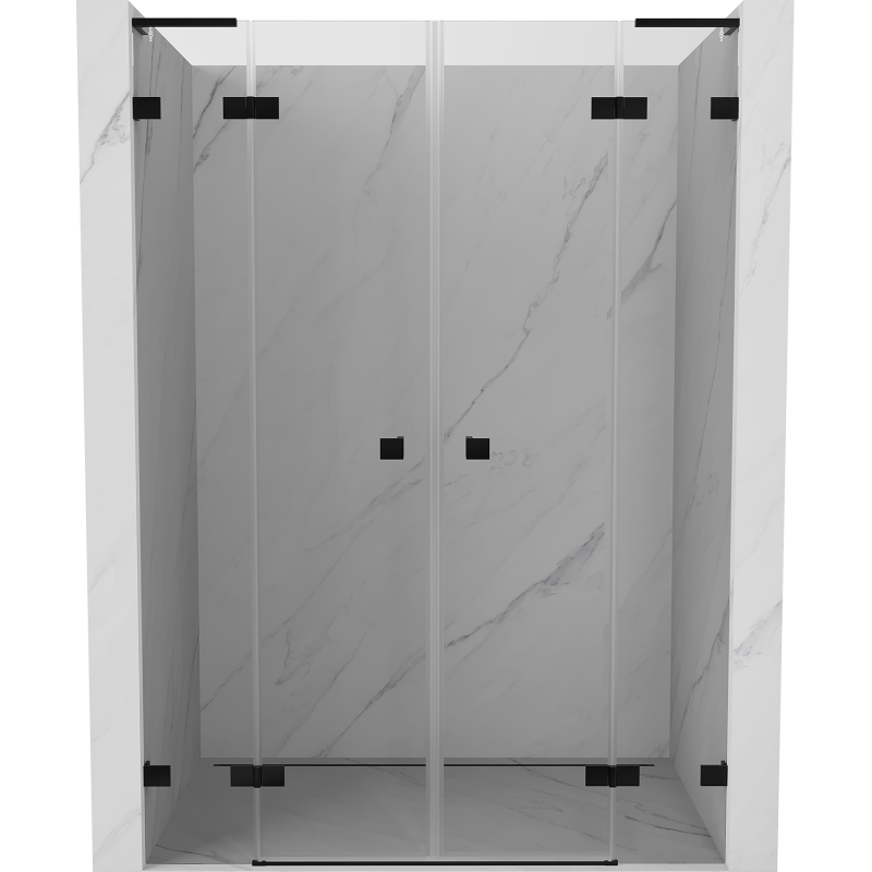 Mexen Lunar L Duo 150 cm Hinged Shower Door, Transparent, Black - 834DL-150-000-70-00