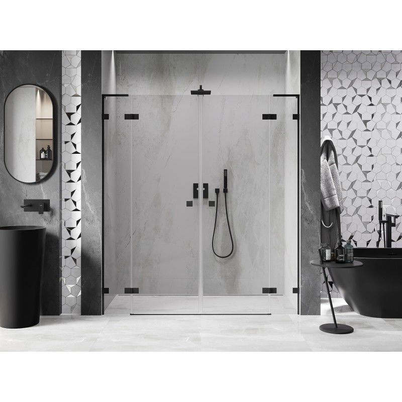 Mexen Lunar L Duo shower door hinged 170 cm, transparent, black - 834DL-170-000-70-00