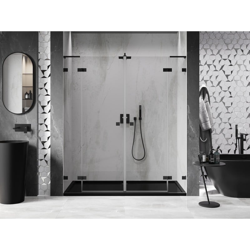 Mexen Lunar L Duo shower door 180 cm, transparent, black - 834DL-180-000-70-00