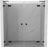 Mexen Lunar L Duo 200 cm Hinged Shower Door, Transparent, Black - 834DL-200-000-70-00