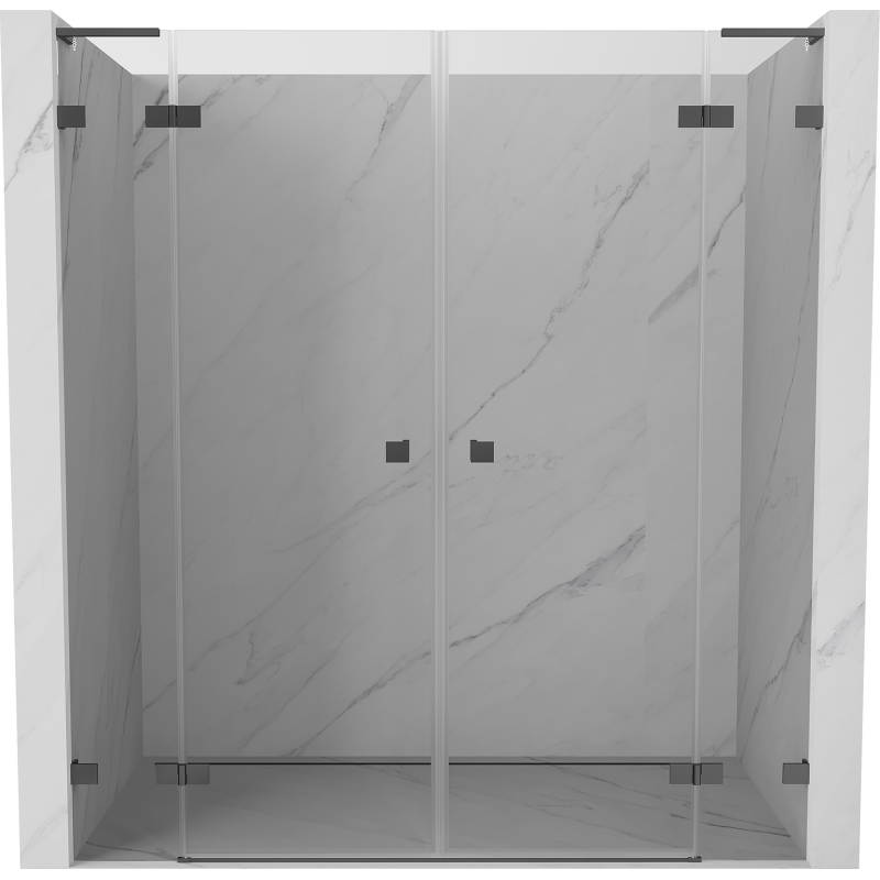 Mexen Lunar L Duo 190 cm Hinged Shower Door, Transparent, Gun Metal - 834DL-190-000-95-00