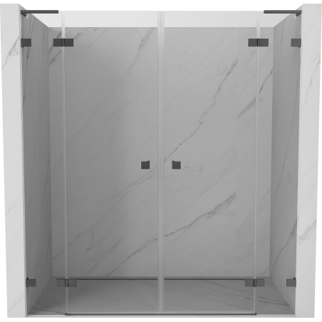 Mexen Lunar L Duo 190 cm Hinged Shower Door, Transparent, Gun Metal - 834DL-190-000-95-00