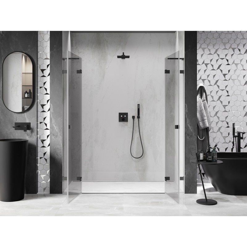 Mexen Lunar L Duo shower doors hinged 200 cm, transparent, gun metal - 834DL-200-000-95-00