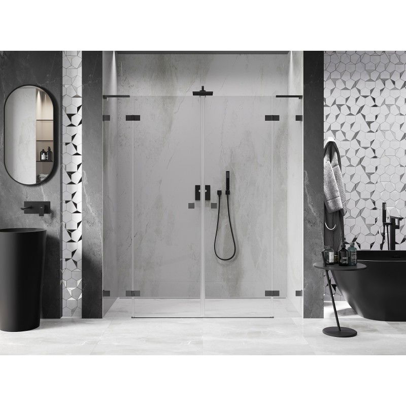 Mexen Lunar L Duo shower doors hinged 200 cm, transparent, gun metal - 834DL-200-000-95-00