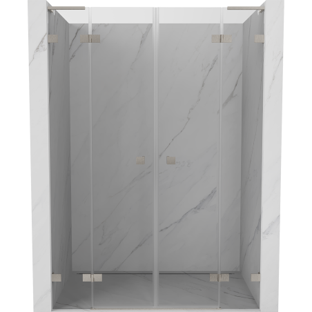 Mexen Lunar L Duo 140 cm Hinged Shower Doors, Transparent, Brushed Nickel - 834DL-140-000-97-00