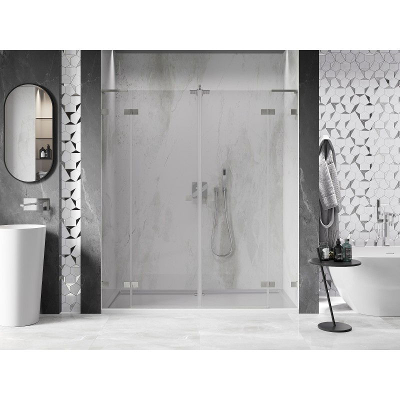 Mexen Lunar L Duo Hinged Shower Doors 170 cm, Transparent, Brushed Nickel - 834DL-170-000-97-00