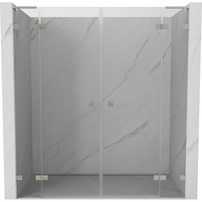Mexen Lunar L Duo 180 cm Hinged Shower Door, Transparent, Brushed Nickel - 834DL-180-000-97-00