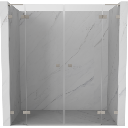 Mexen Lunar L Duo 180 cm Hinged Shower Door, Transparent, Brushed Nickel - 834DL-180-000-97-00