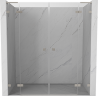 Mexen Lunar L Duo 180 cm Hinged Shower Door, Transparent, Brushed Nickel - 834DL-180-000-97-00