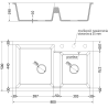 Mexen Tomas granite sink 2-chamber 800 x 500 mm, black, chrome siphon - 6516802000-77