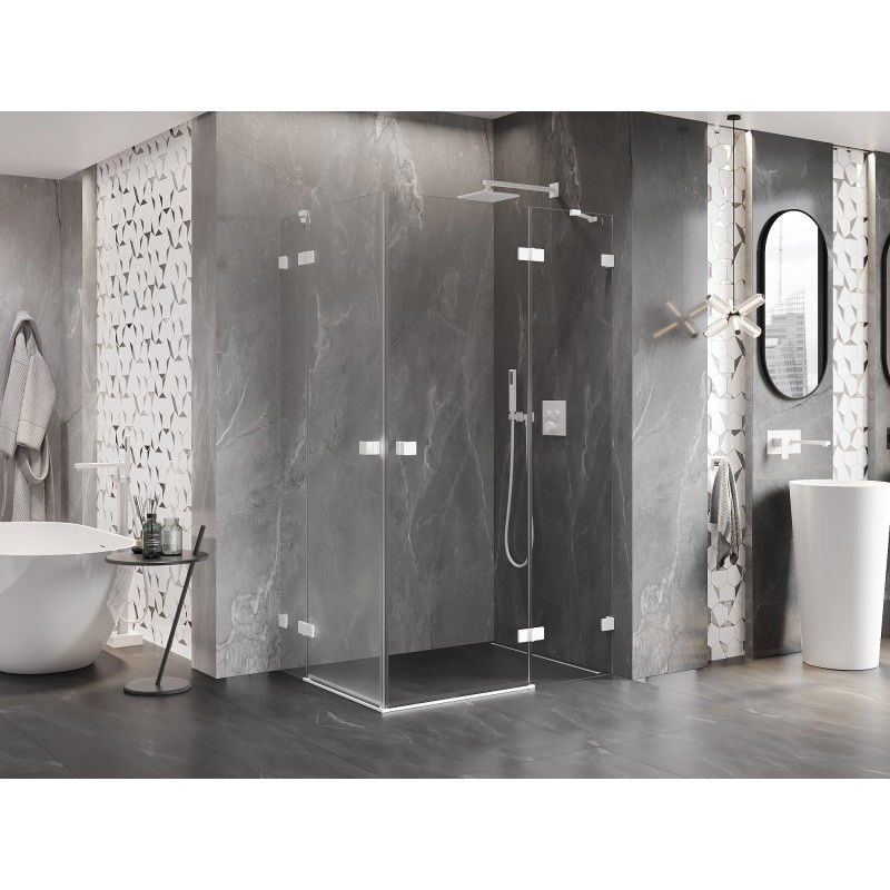 Mexen Lunar Duo shower cabin with right hinged doors 100 x 70 cm, transparent, white - 834-100P-070L-20-00