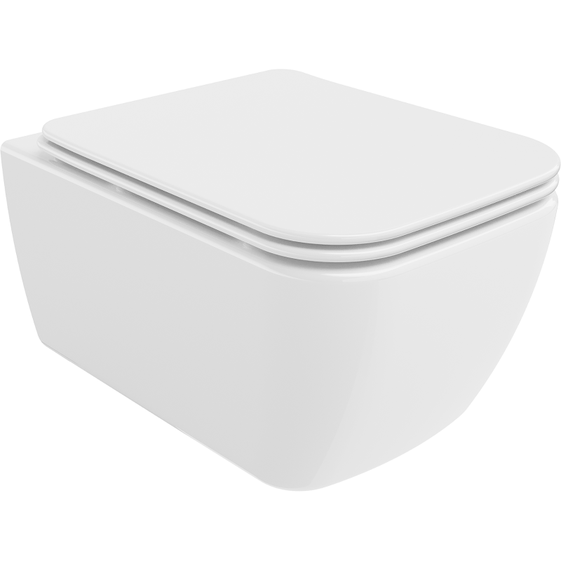 Mexen Stella Rimless toilet bowl with a slim soft close toilet seat, Thermosetting polymer, White - 30680900