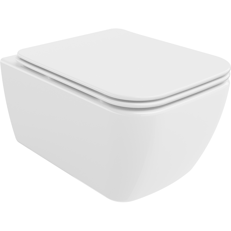 Mexen Stella Rimless WC bowl with slim soft-close seat, duroplast, glossy white - 30680900